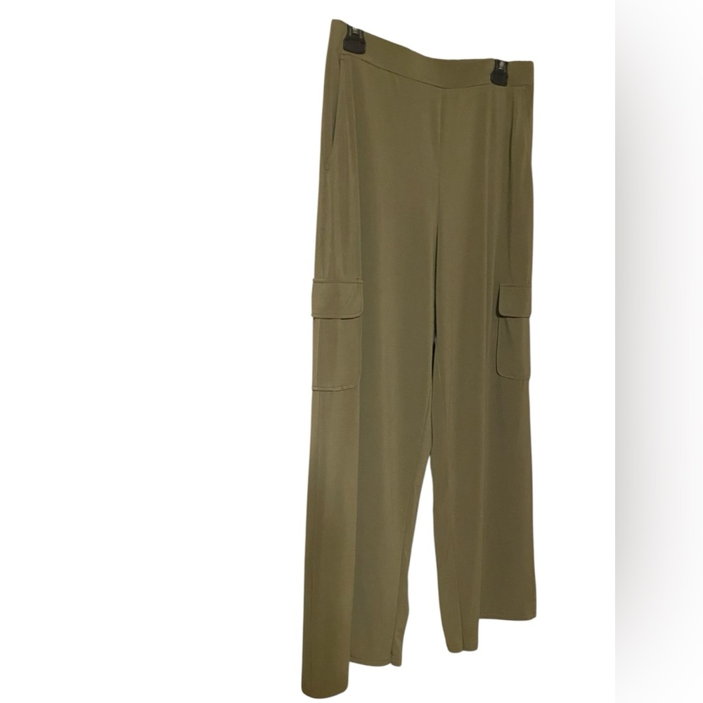 Lisa Rinna Pull-On Wide Leg Cargo Pants Women Small Green Comfy Lounge Lagenlook - Picture 14 of 15